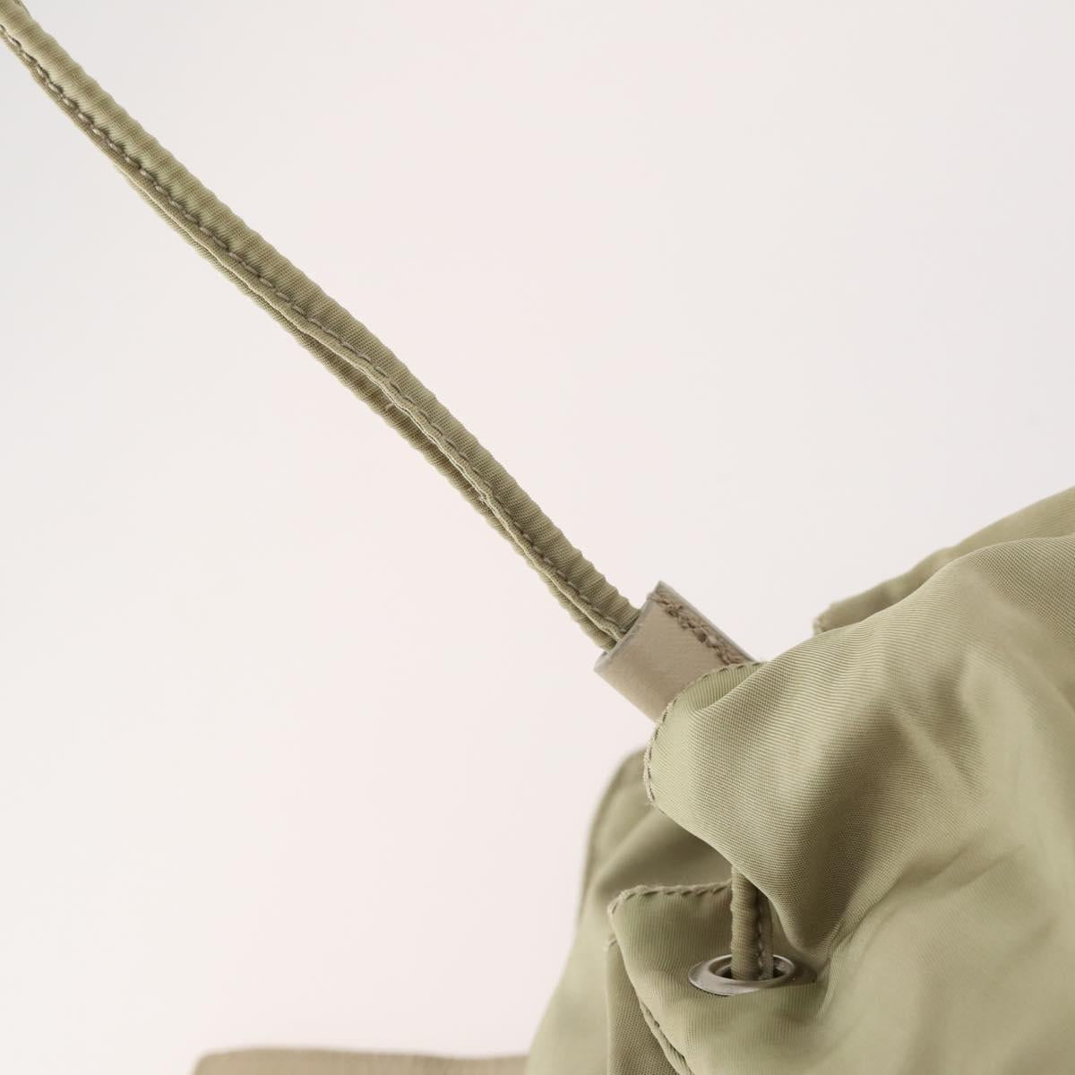PRADA Backpack Nylon Beige Silver Auth bs33449