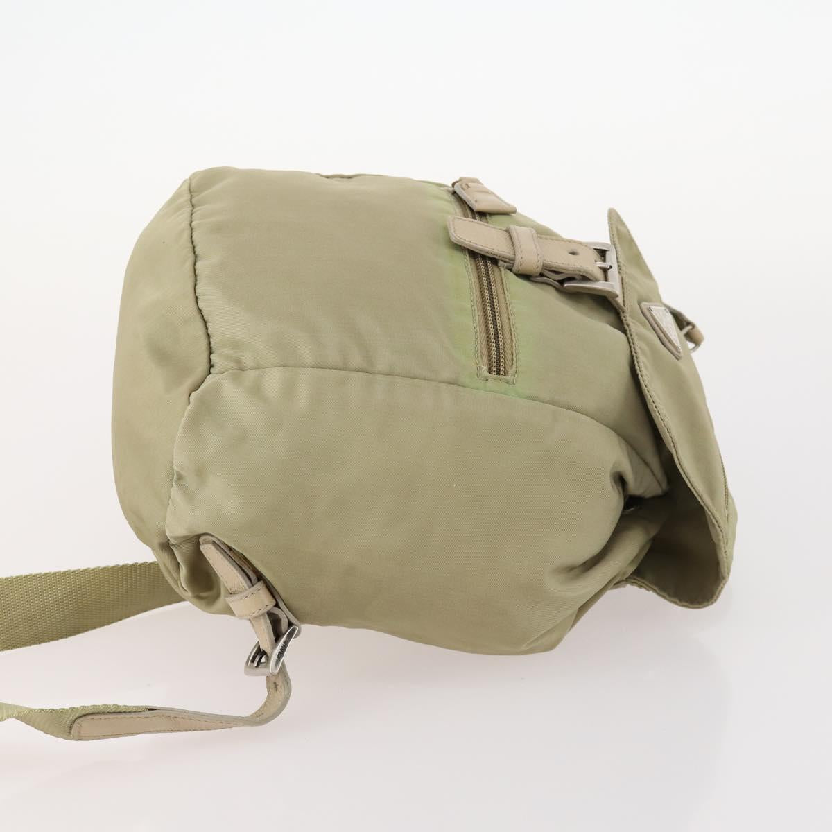 PRADA Backpack Nylon Beige Silver Auth bs33449