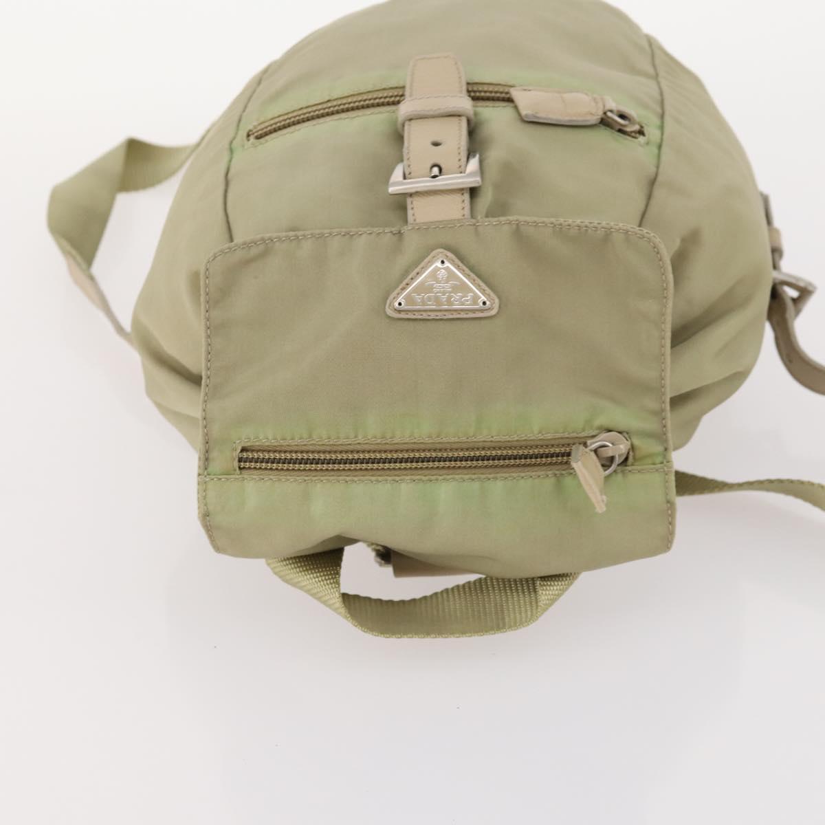 PRADA Backpack Nylon Beige Silver Auth bs33449