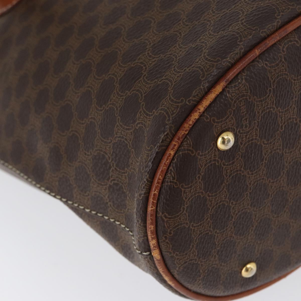 CELINE Macadam Canvas Tote Bag PVC Leather Brown Gold Auth bs33451