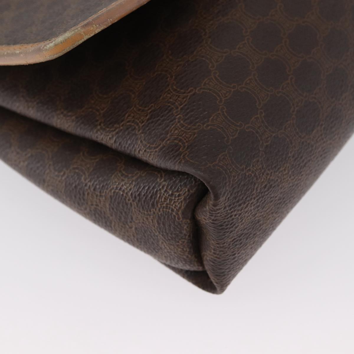 CELINE Macadam Canvas Shoulder Bag PVC Leather Brown Gold Auth bs33452