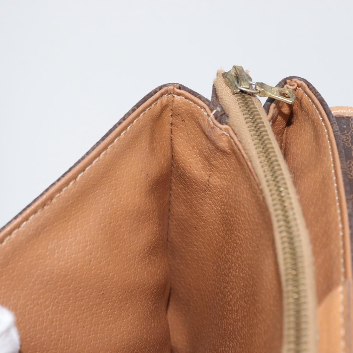 CELINE Macadam Canvas Shoulder Bag PVC Leather Brown Gold Auth bs33452