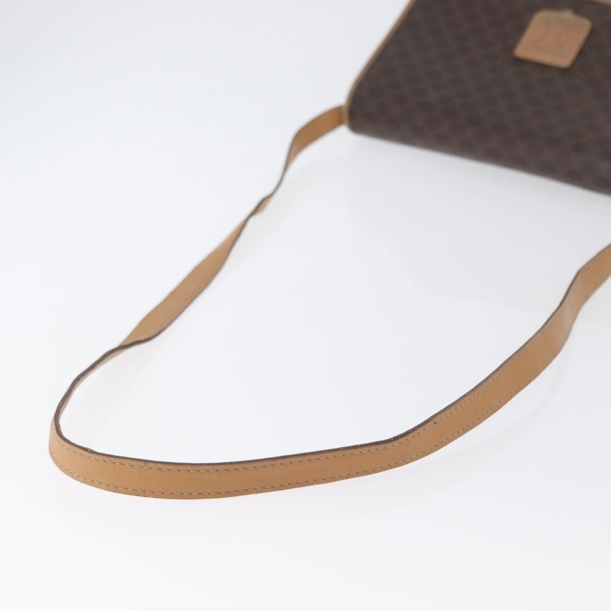 CELINE Macadam Canvas Shoulder Bag PVC Leather Brown Gold Auth bs33452