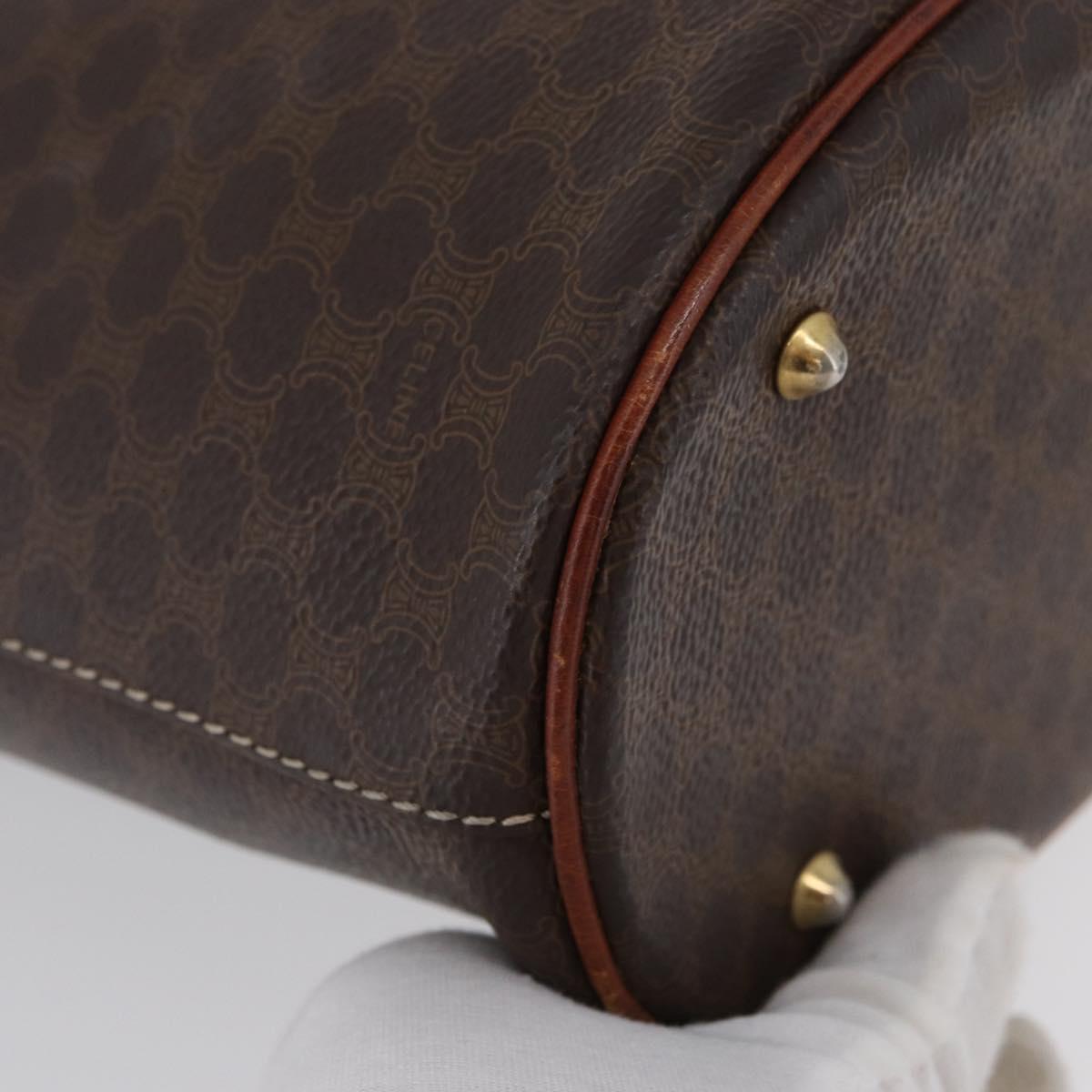 CELINE Macadam Canvas Tote Bag PVC Leather Brown Gold Auth bs33453