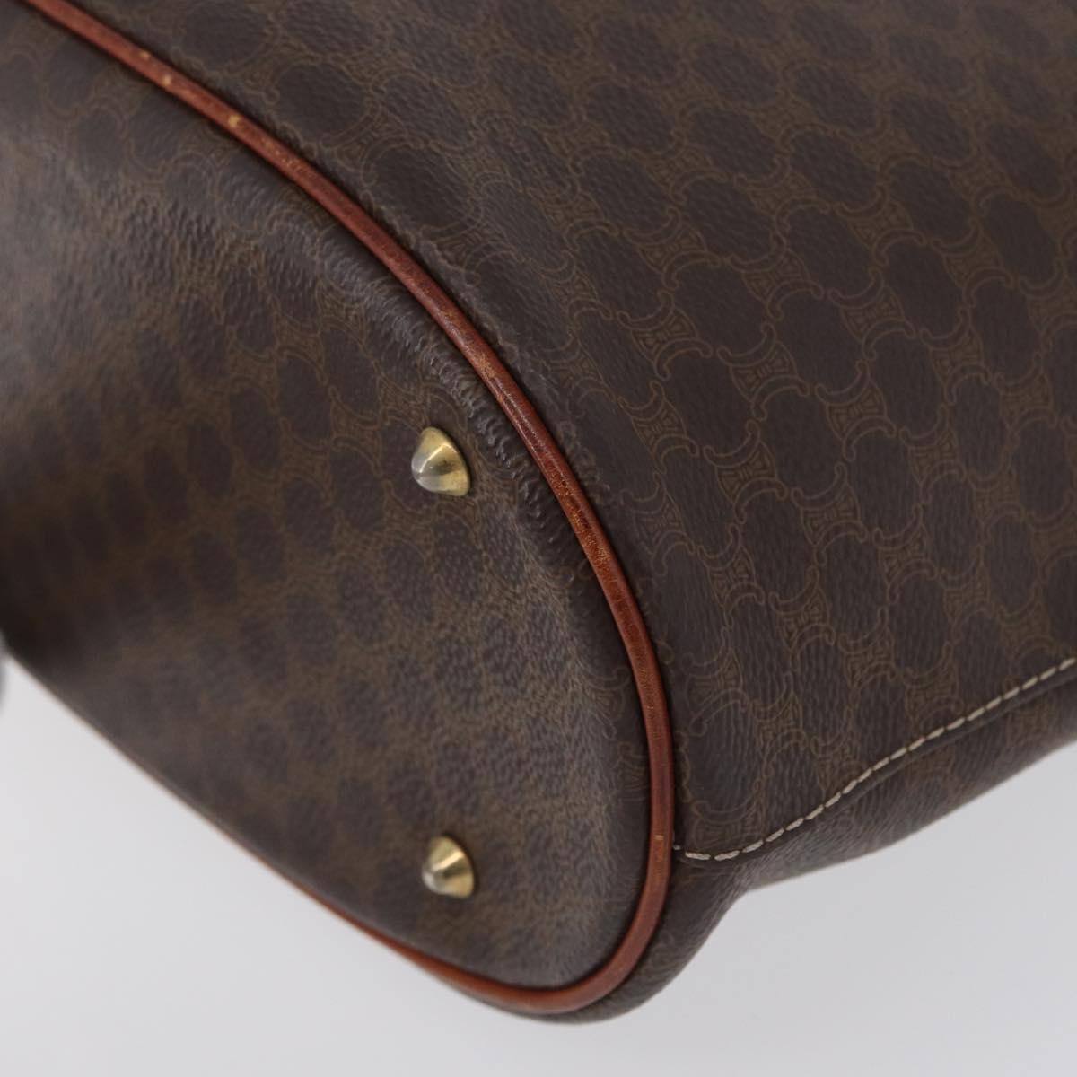 CELINE Macadam Canvas Tote Bag PVC Leather Brown Gold Auth bs33453