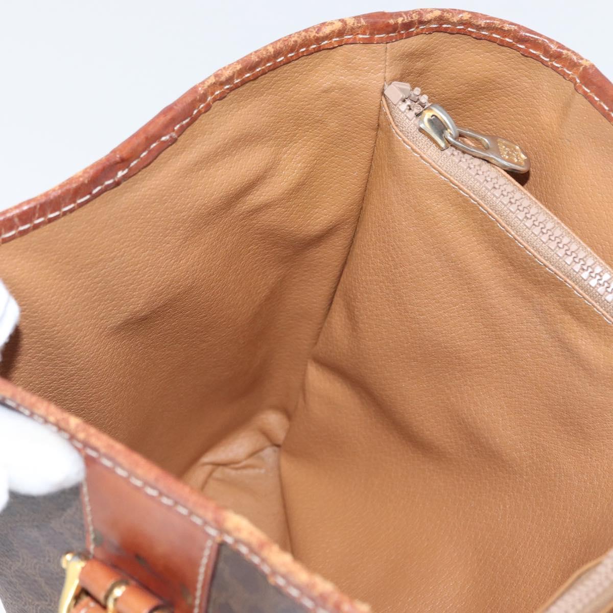 CELINE Macadam Canvas Tote Bag PVC Leather Brown Gold Auth bs33453