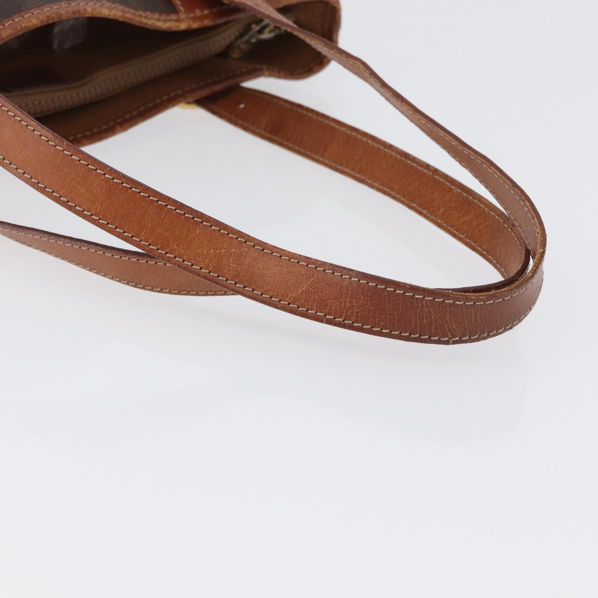 CELINE Macadam Canvas Tote Bag PVC Leather Brown Gold Auth bs33453