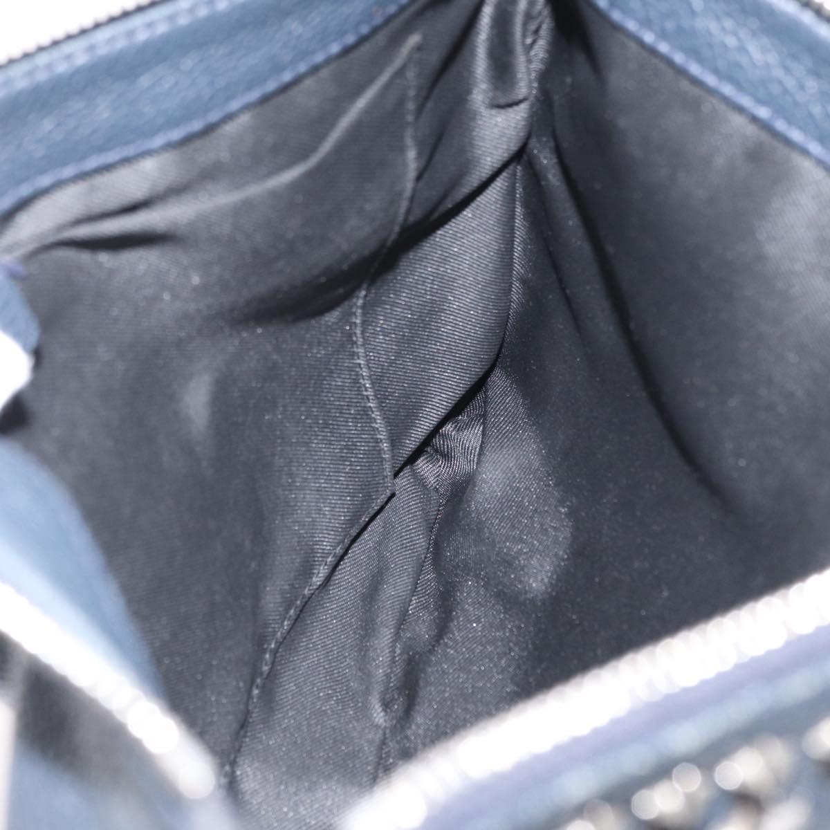 Jimmy Choo Pouch Leather Black Silver Auth bs33457