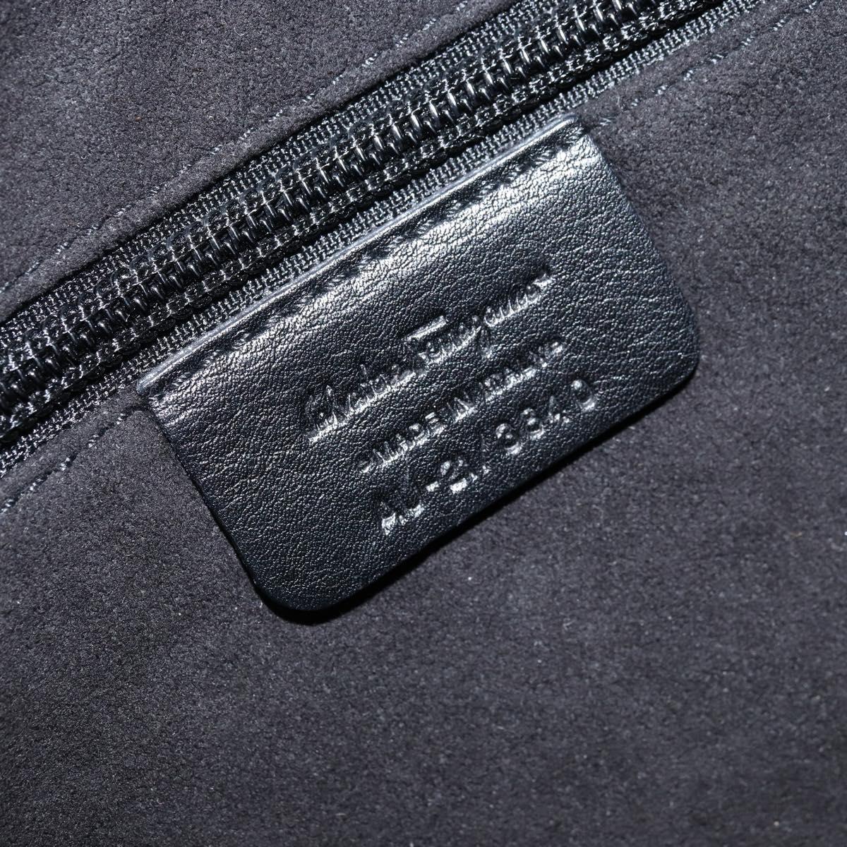 Salvatore Ferragamo Shoulder Bag Leather Black Silver Auth bs33458