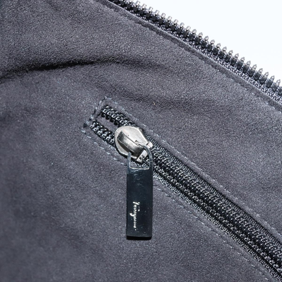 Salvatore Ferragamo Shoulder Bag Leather Black Silver Auth bs33458