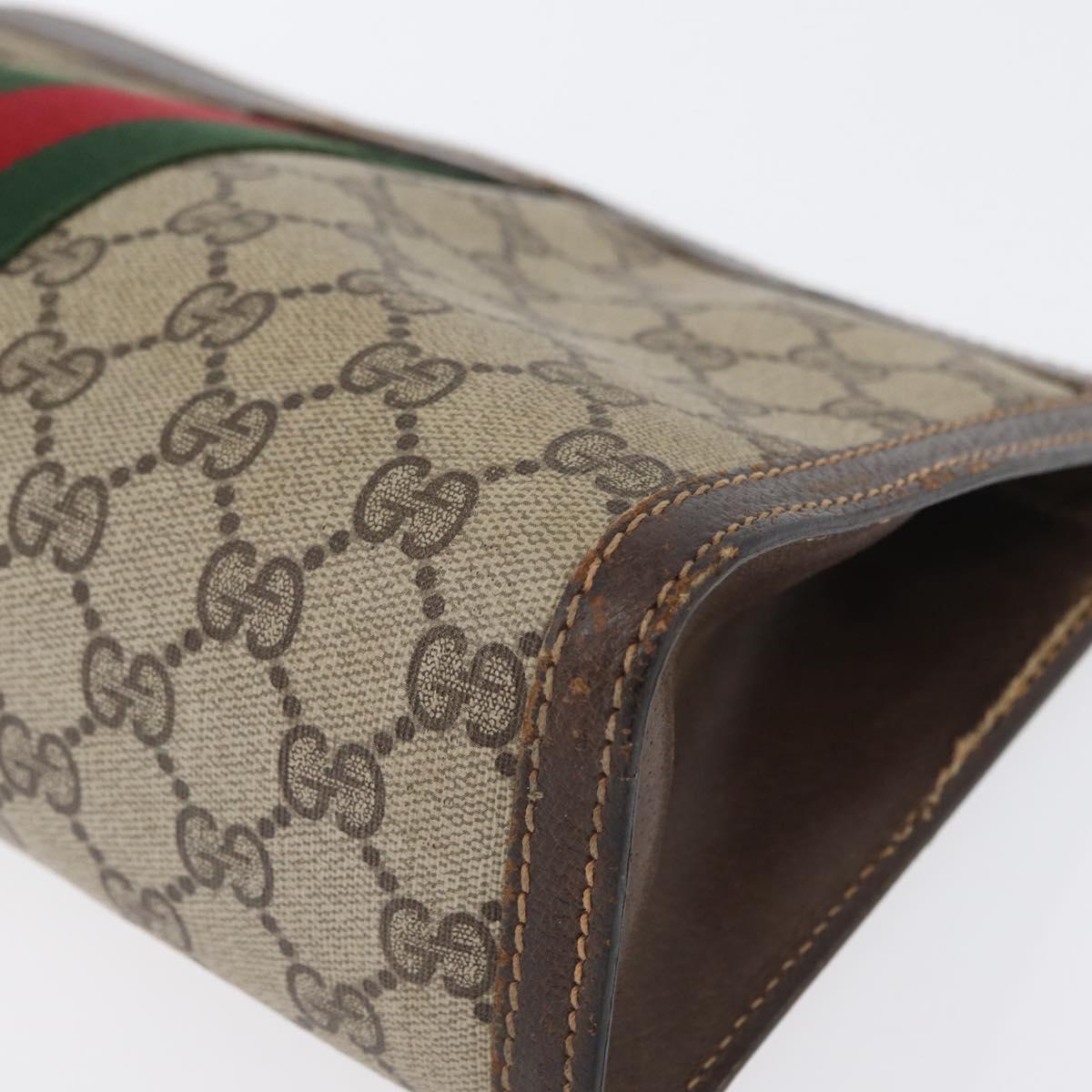 GUCCI GG Supreme Web Sherry Line Bag PVC Beige 41 011 2125 28 Auth bs33459
