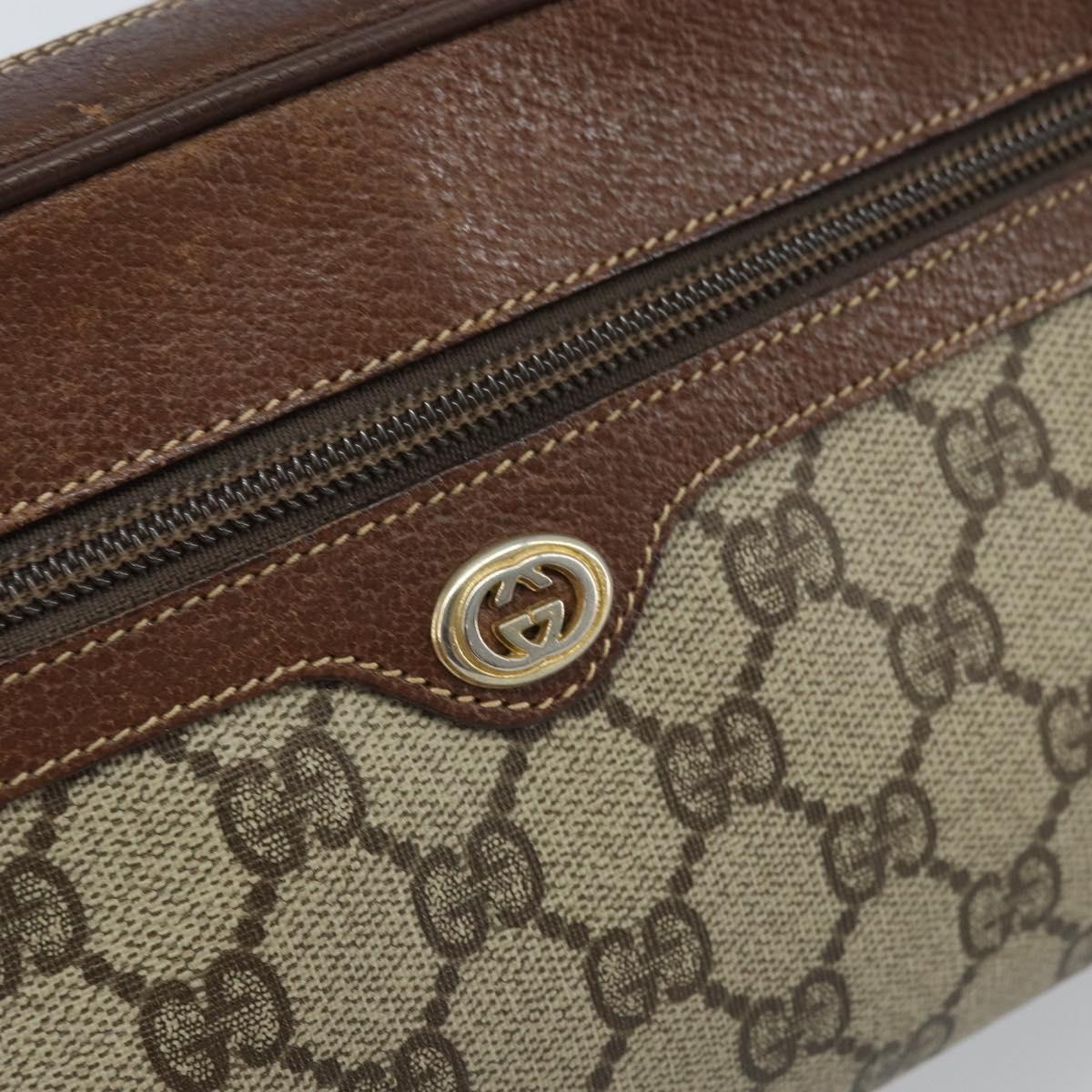 GUCCI GG Supreme Clutch Bag PVC Leather Beige Gold 014 58 6086 Auth bs33460