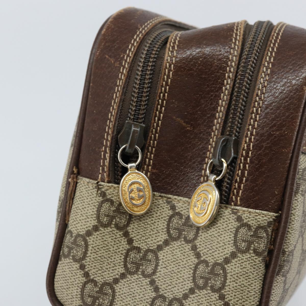 GUCCI GG Supreme Clutch Bag PVC Leather Beige Gold 014 58 6086 Auth bs33460