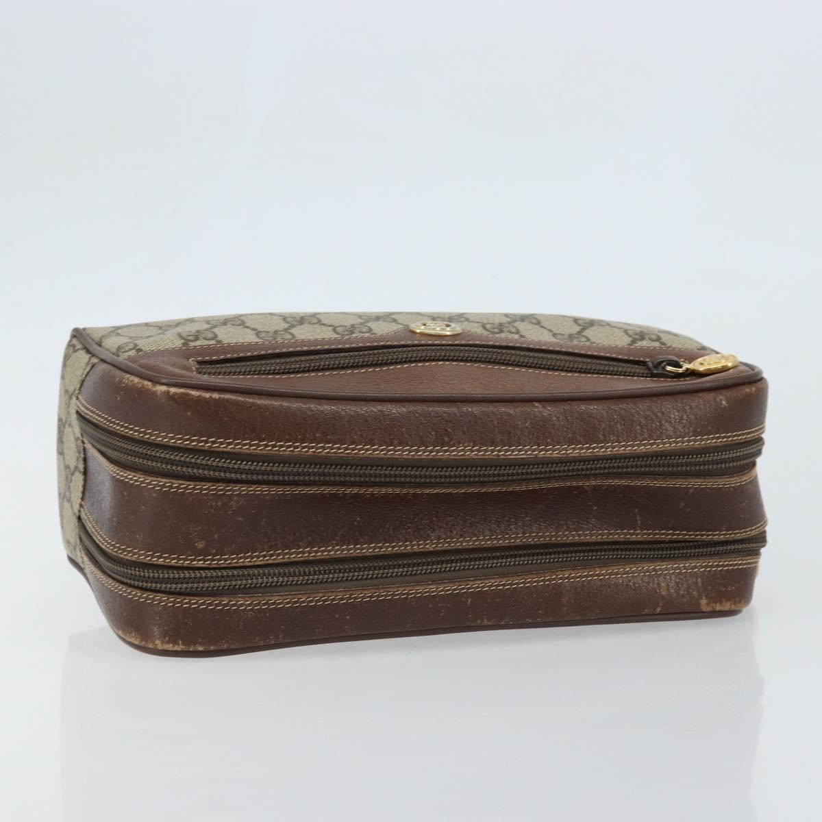 GUCCI GG Supreme Clutch Bag PVC Leather Beige Gold 014 58 6086 Auth bs33460