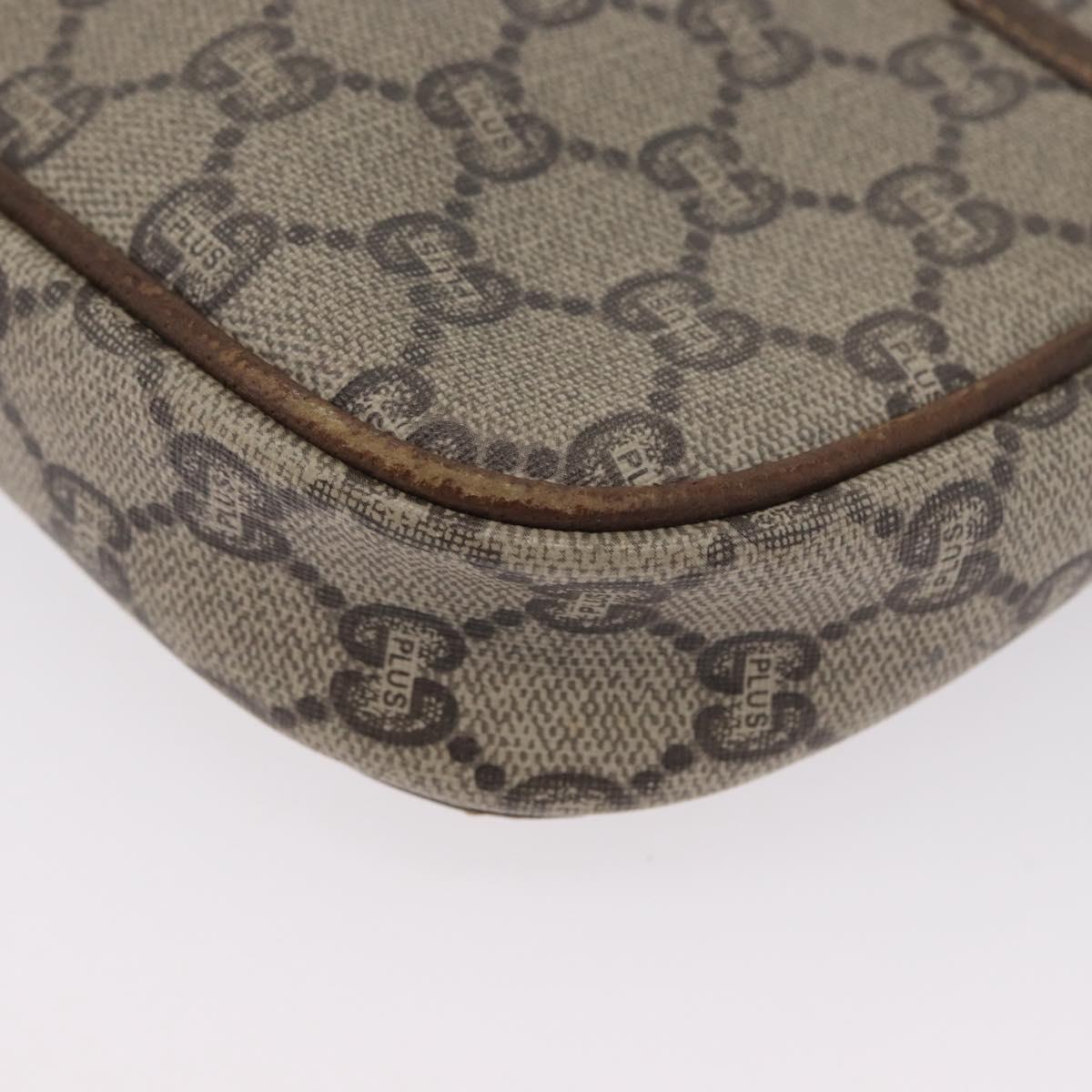 GUCCI GG Plus Supreme Shoulder Bag PVC Beige Gold Auth bs33461