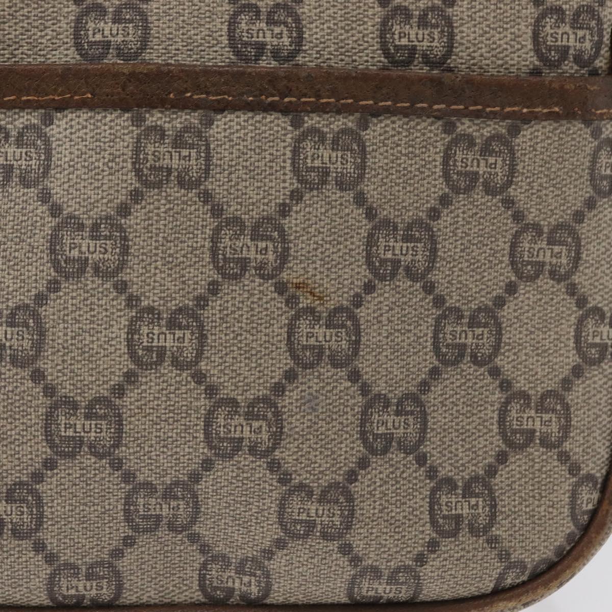 GUCCI GG Plus Supreme Shoulder Bag PVC Beige Gold Auth bs33461