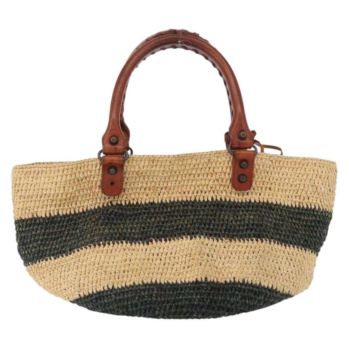 BALENCIAGA Tote Bag Raffia Beige Auth bs33462V