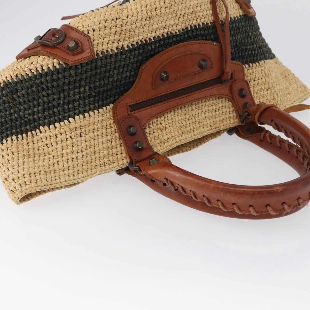 BALENCIAGA Tote Bag Raffia Beige Auth bs33462V