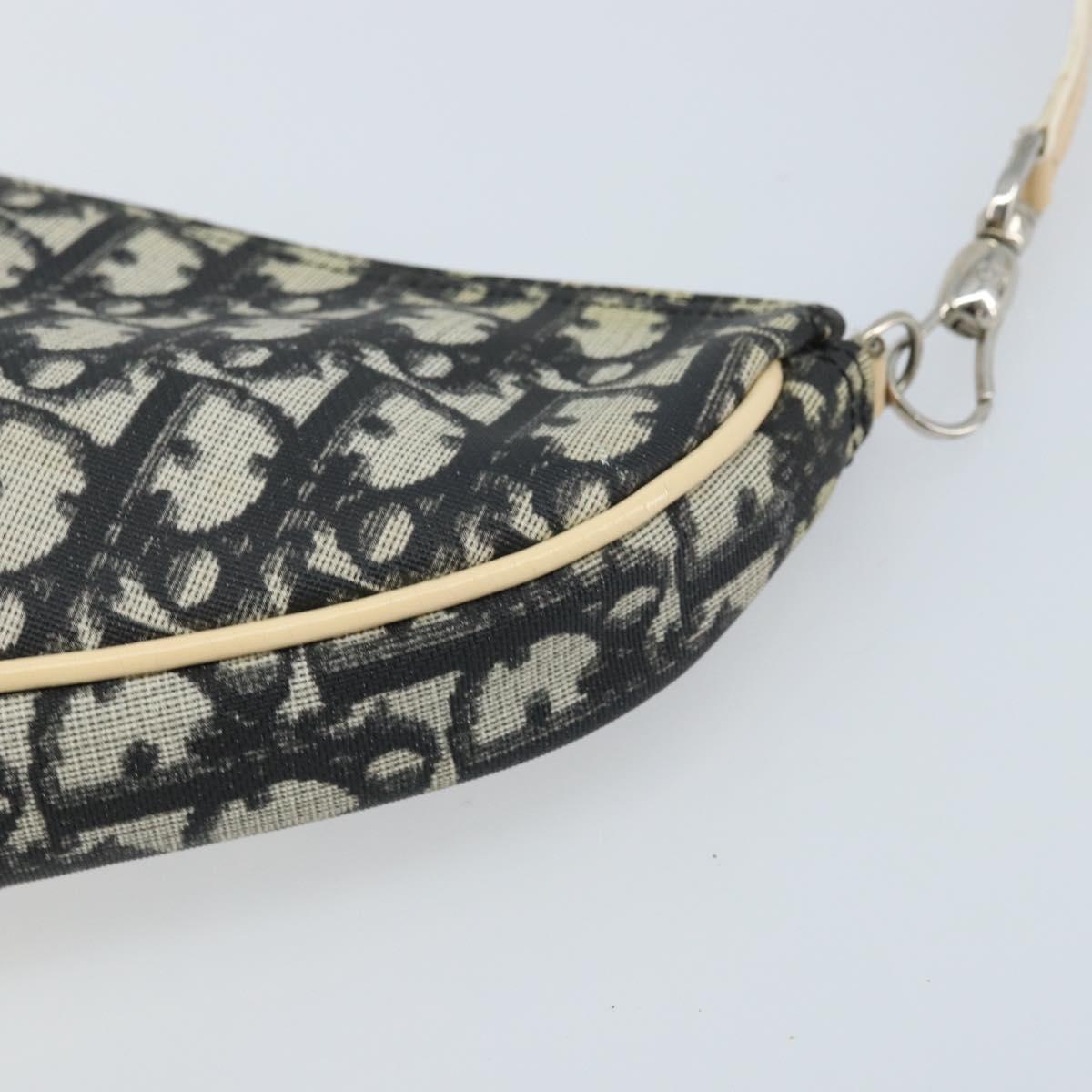 Christian Dior Trotter Canvas Saddle Pouch PVC Black Silver Auth bs33464V