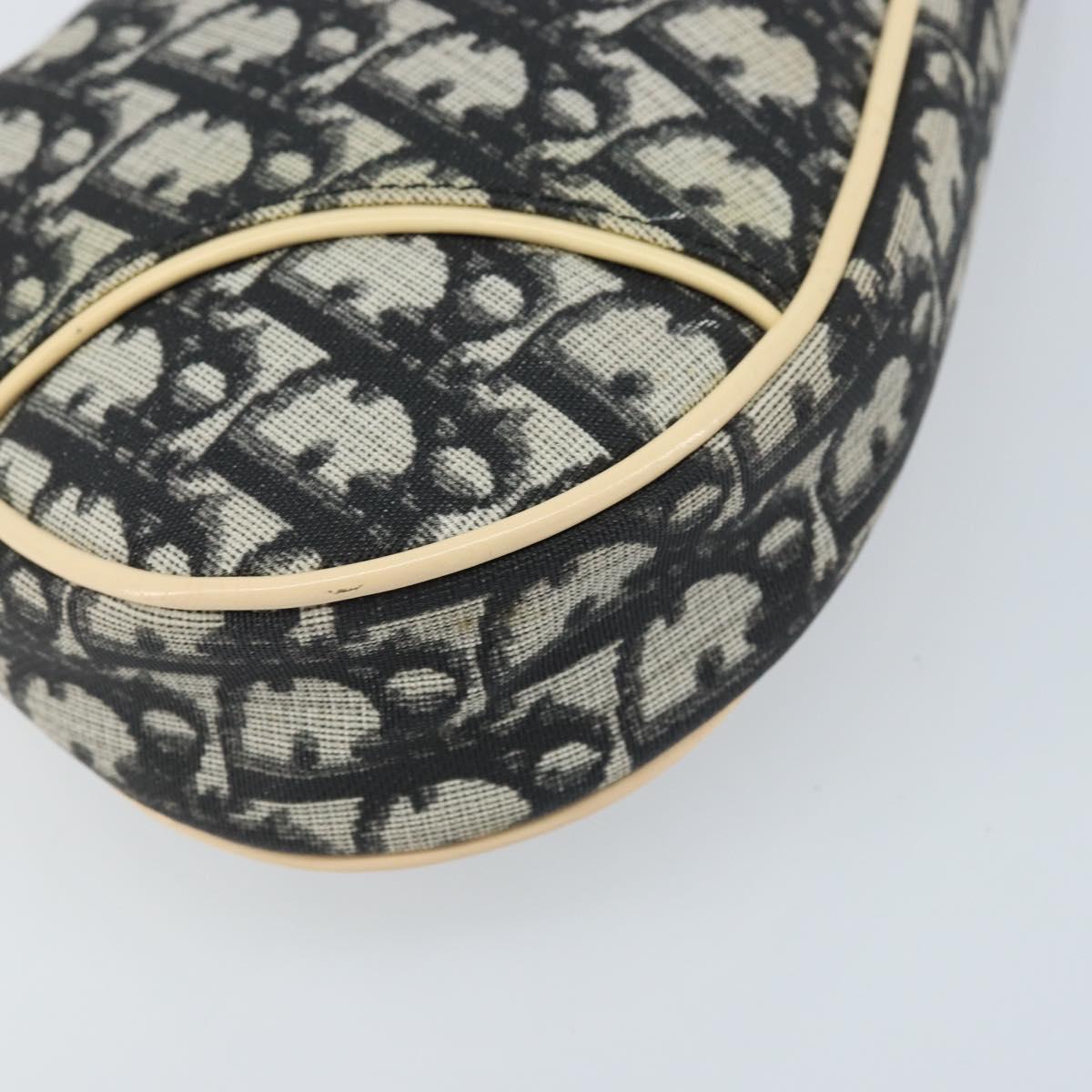 Christian Dior Trotter Canvas Saddle Pouch PVC Black Silver Auth bs33464V