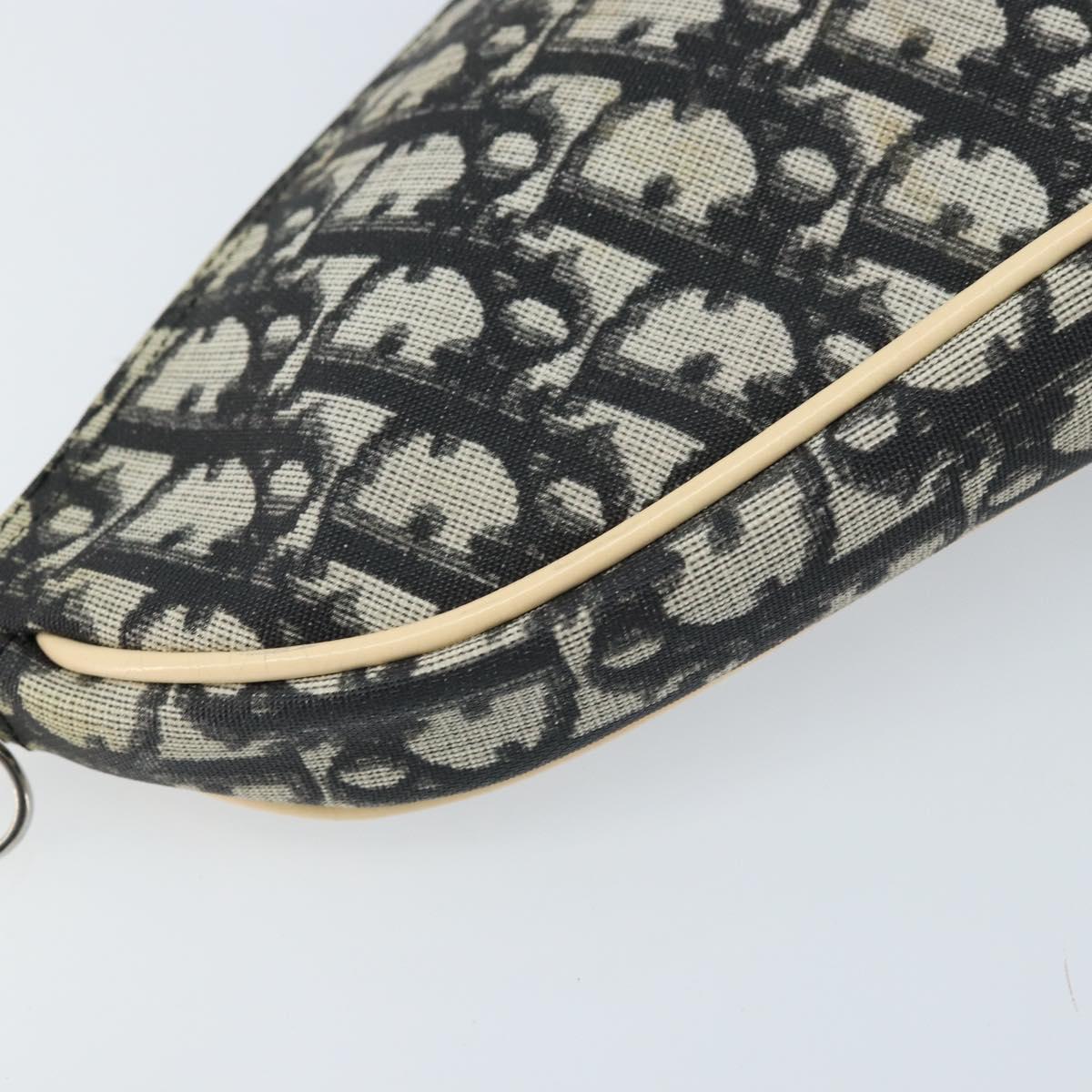 Christian Dior Trotter Canvas Saddle Pouch PVC Black Silver Auth bs33464V