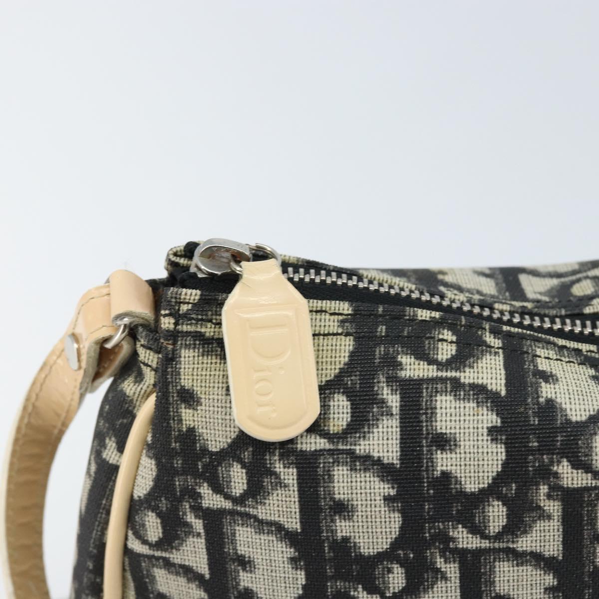 Christian Dior Trotter Canvas Saddle Pouch PVC Black Silver Auth bs33464V