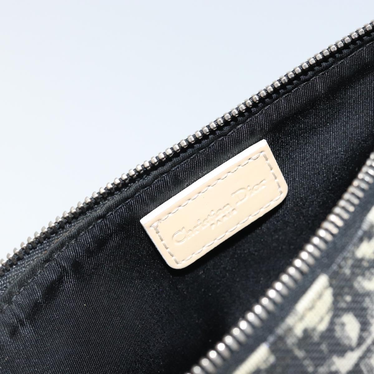 Christian Dior Trotter Canvas Saddle Pouch PVC Black Silver Auth bs33464V