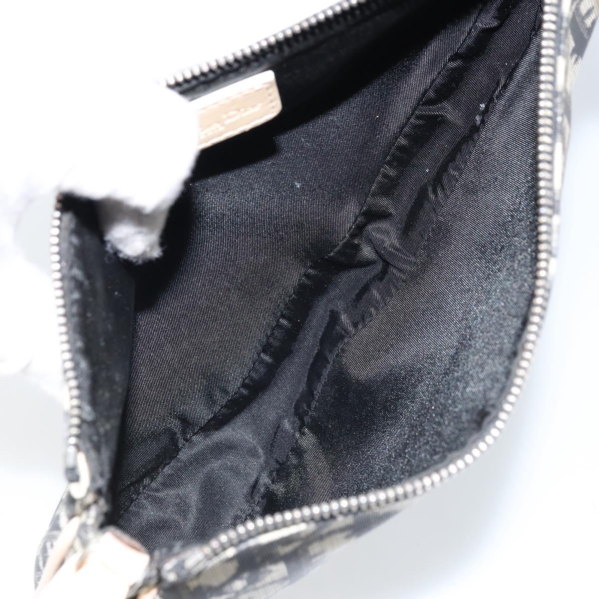 Christian Dior Trotter Canvas Saddle Pouch PVC Black Silver Auth bs33464V