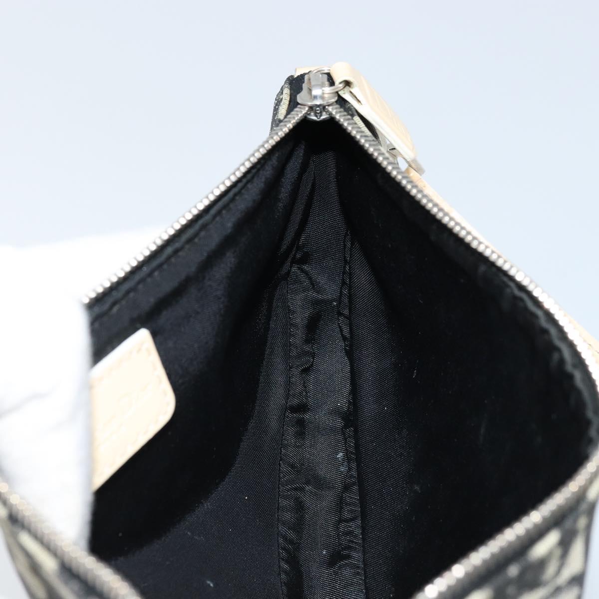 Christian Dior Trotter Canvas Saddle Pouch PVC Black Silver Auth bs33464V