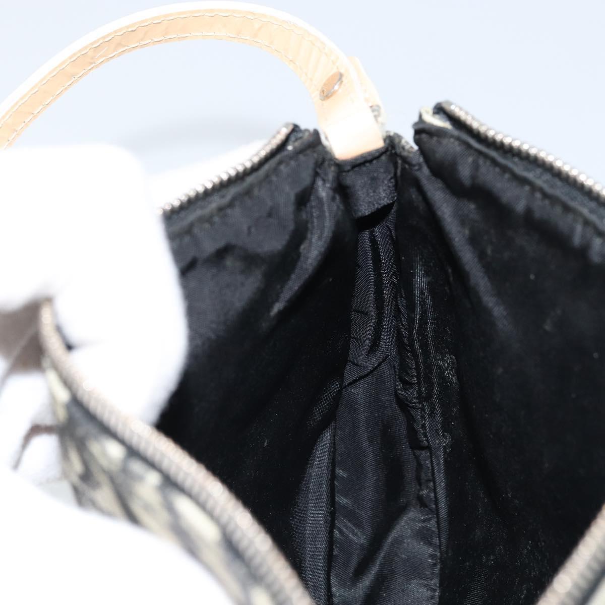 Christian Dior Trotter Canvas Saddle Pouch PVC Black Silver Auth bs33464V