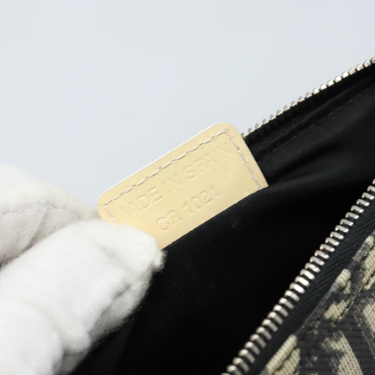 Christian Dior Trotter Canvas Saddle Pouch PVC Black Silver Auth bs33464V