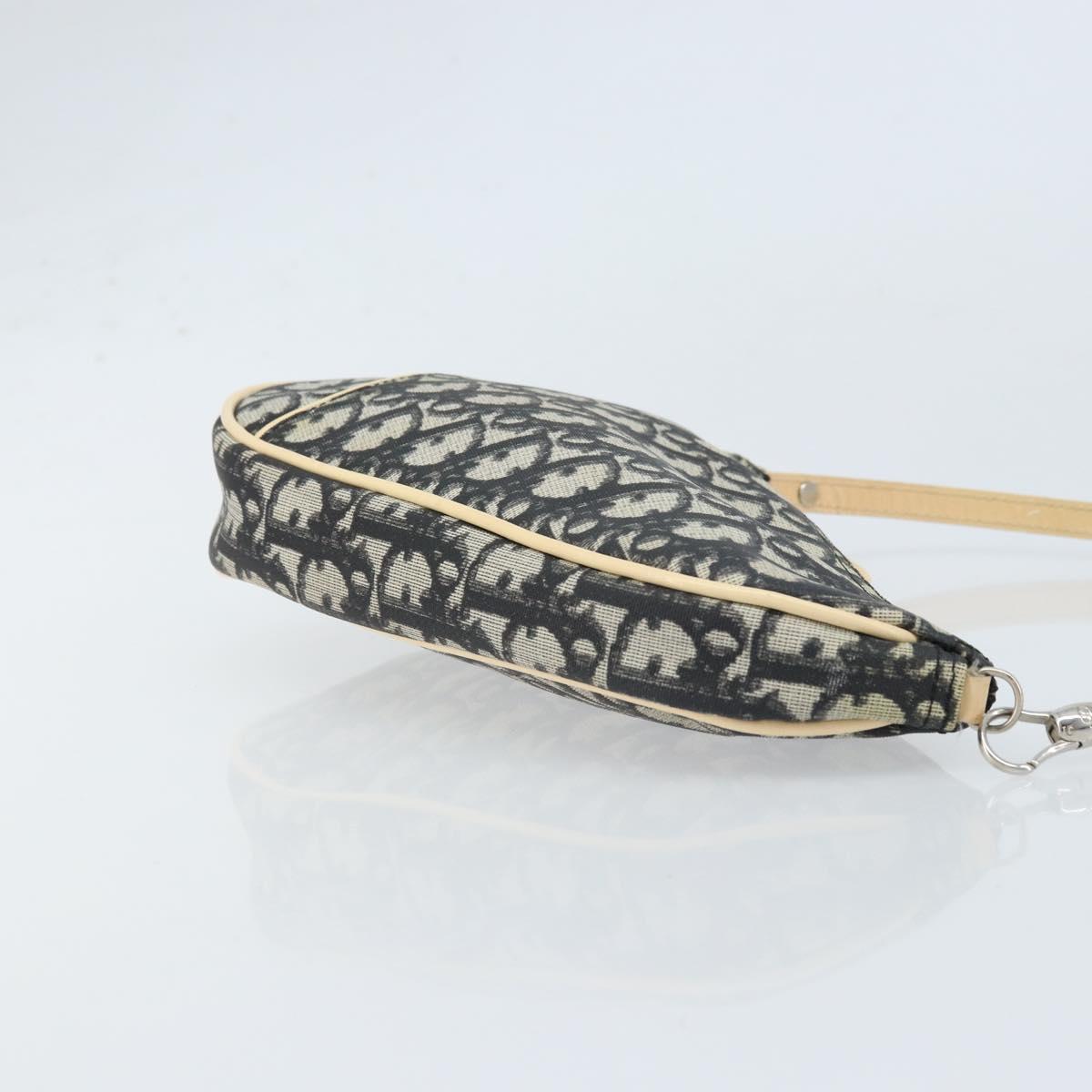 Christian Dior Trotter Canvas Saddle Pouch PVC Black Silver Auth bs33464V