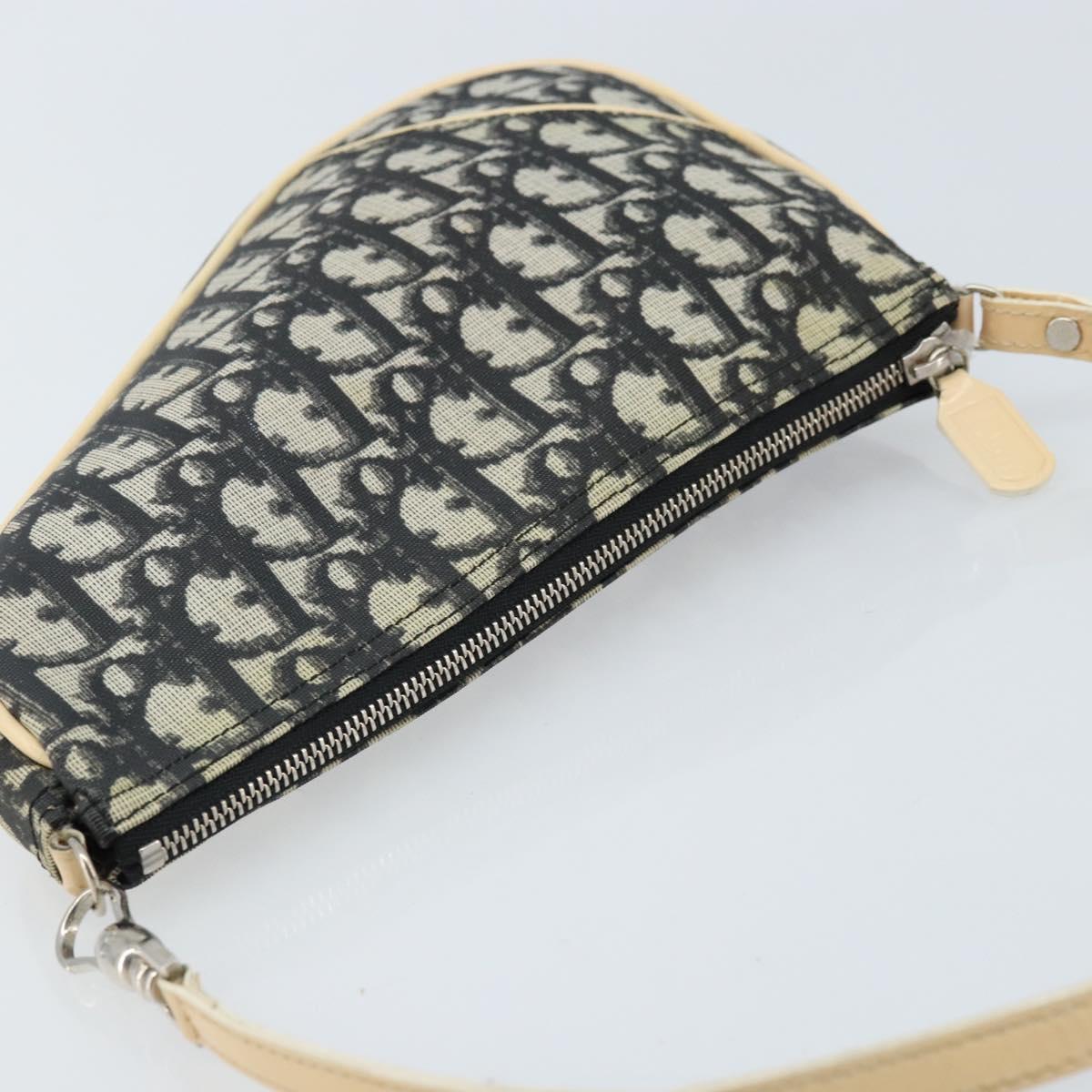 Christian Dior Trotter Canvas Saddle Pouch PVC Black Silver Auth bs33464V