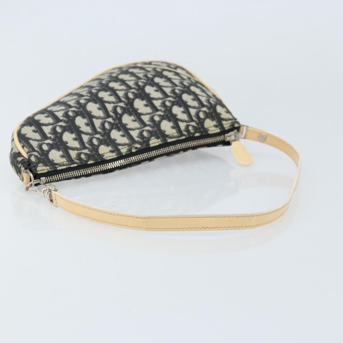 Christian Dior Trotter Canvas Saddle Pouch PVC Black Silver Auth bs33464V