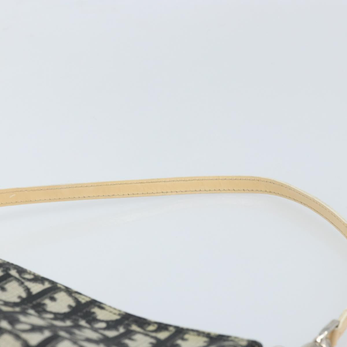 Christian Dior Trotter Canvas Saddle Pouch PVC Black Silver Auth bs33464V