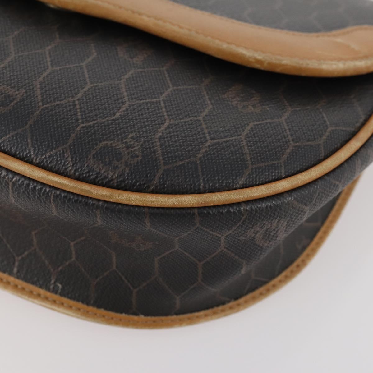 Christian Dior Honeycomb Canvas Bag Leather PVC 2 Set Black Auth bs33467
