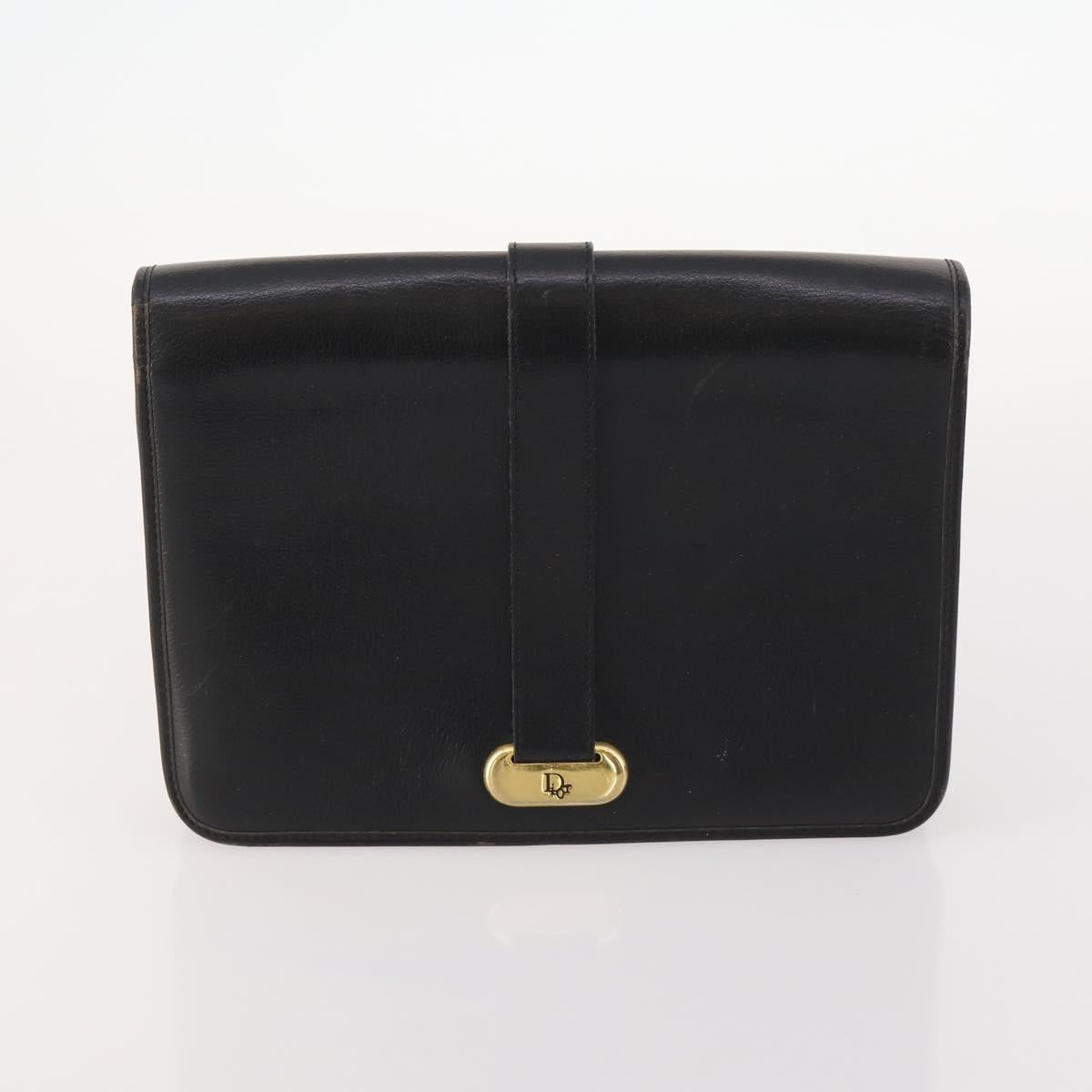 Christian Dior Honeycomb Canvas Bag Leather PVC 2 Set Black Auth bs33467
