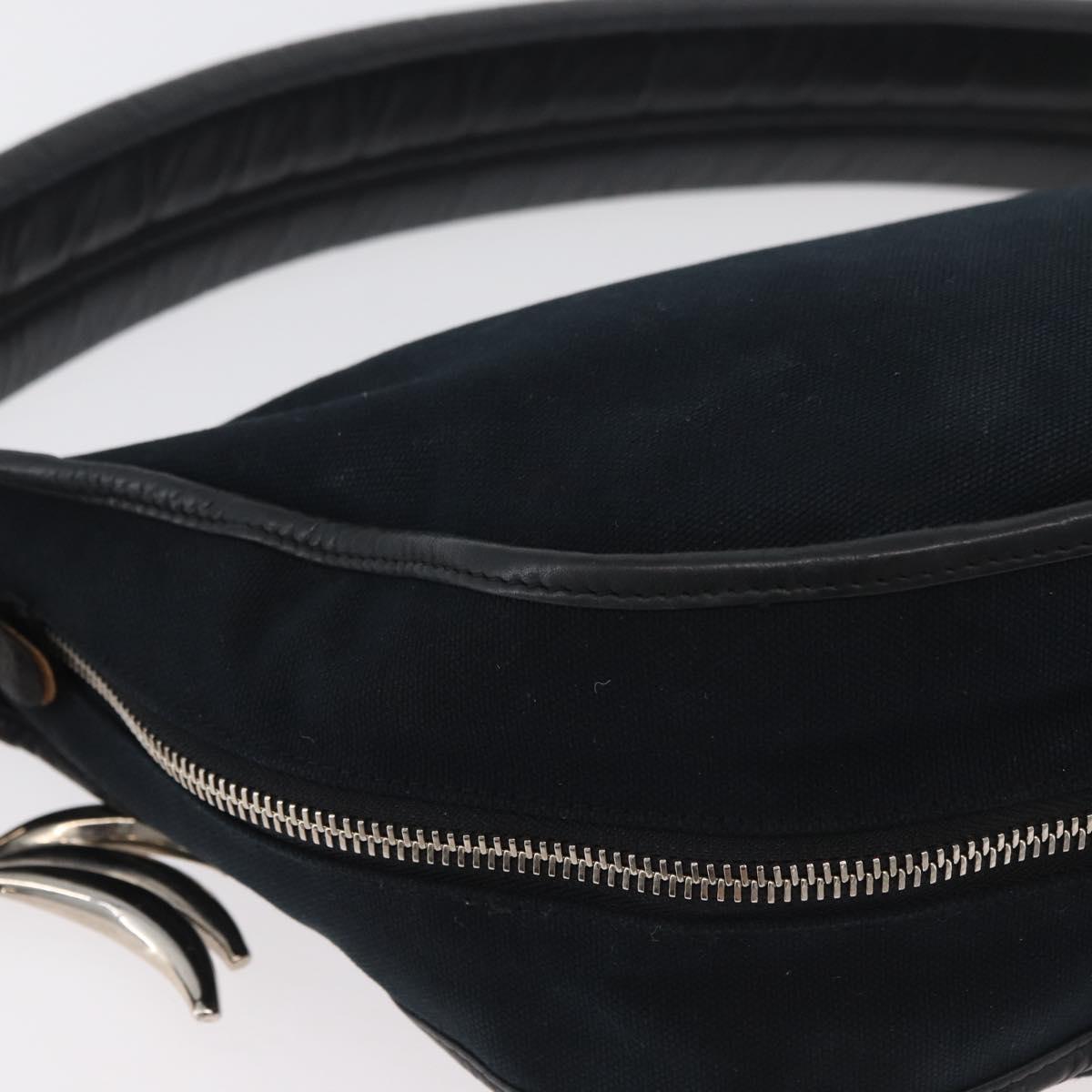 Chloe Shoulder Bag Canvas Black Silver Auth bs33468