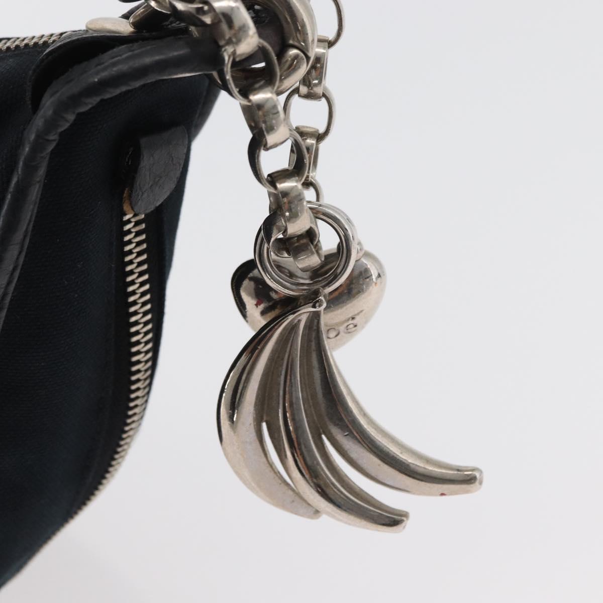 Chloe Shoulder Bag Canvas Black Silver Auth bs33468