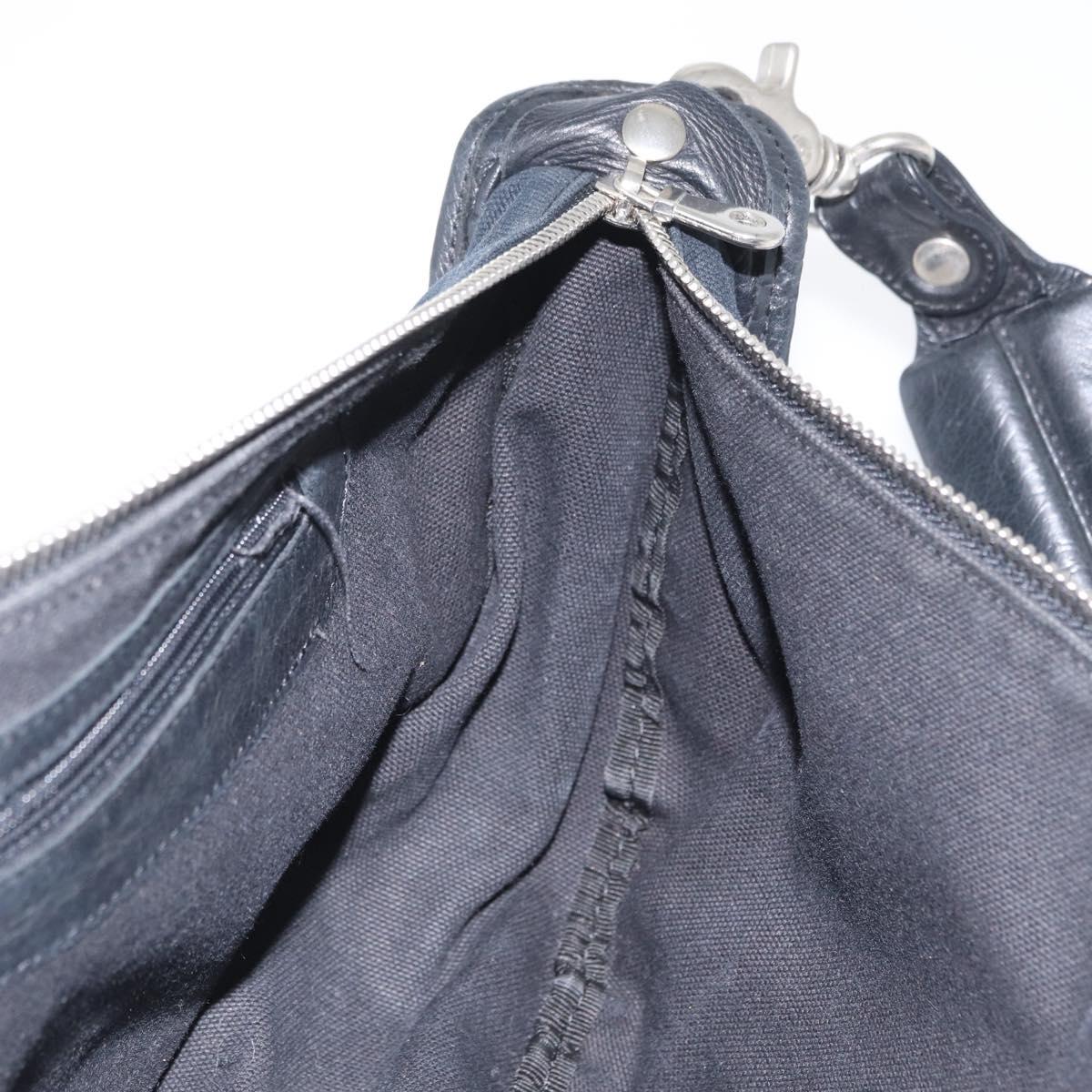 Chloe Shoulder Bag Canvas Black Silver Auth bs33468