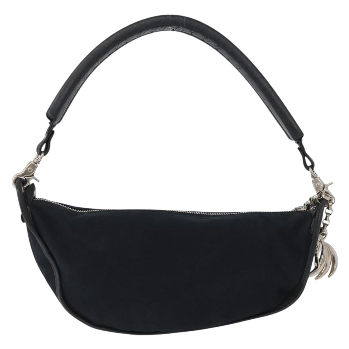 Chloe Shoulder Bag Canvas Black Silver Auth bs33468
