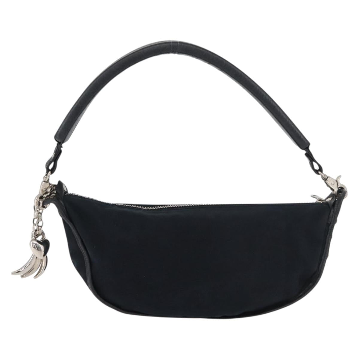Chloe Shoulder Bag Canvas Black Silver Auth bs33468