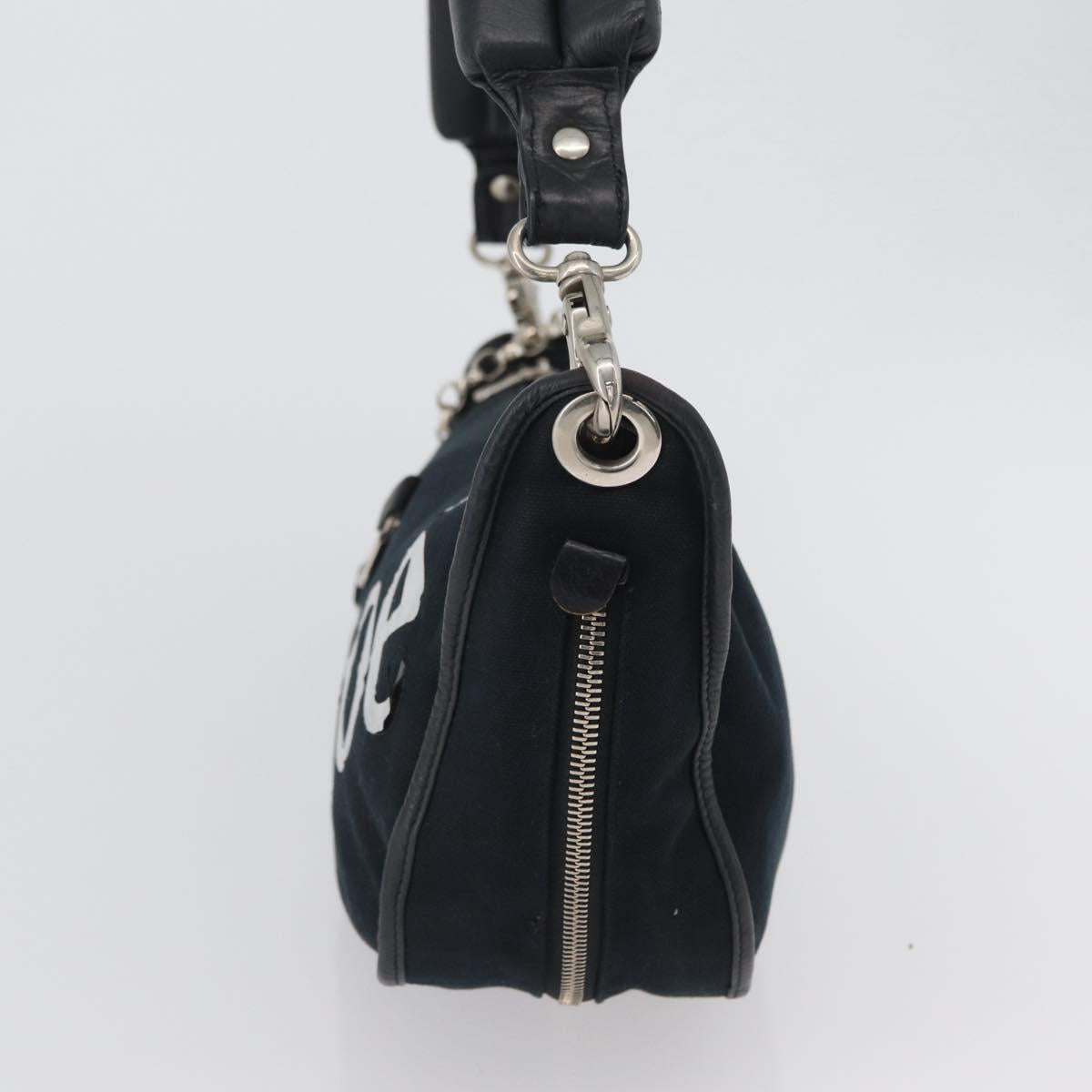 Chloe Shoulder Bag Canvas Black Silver Auth bs33468