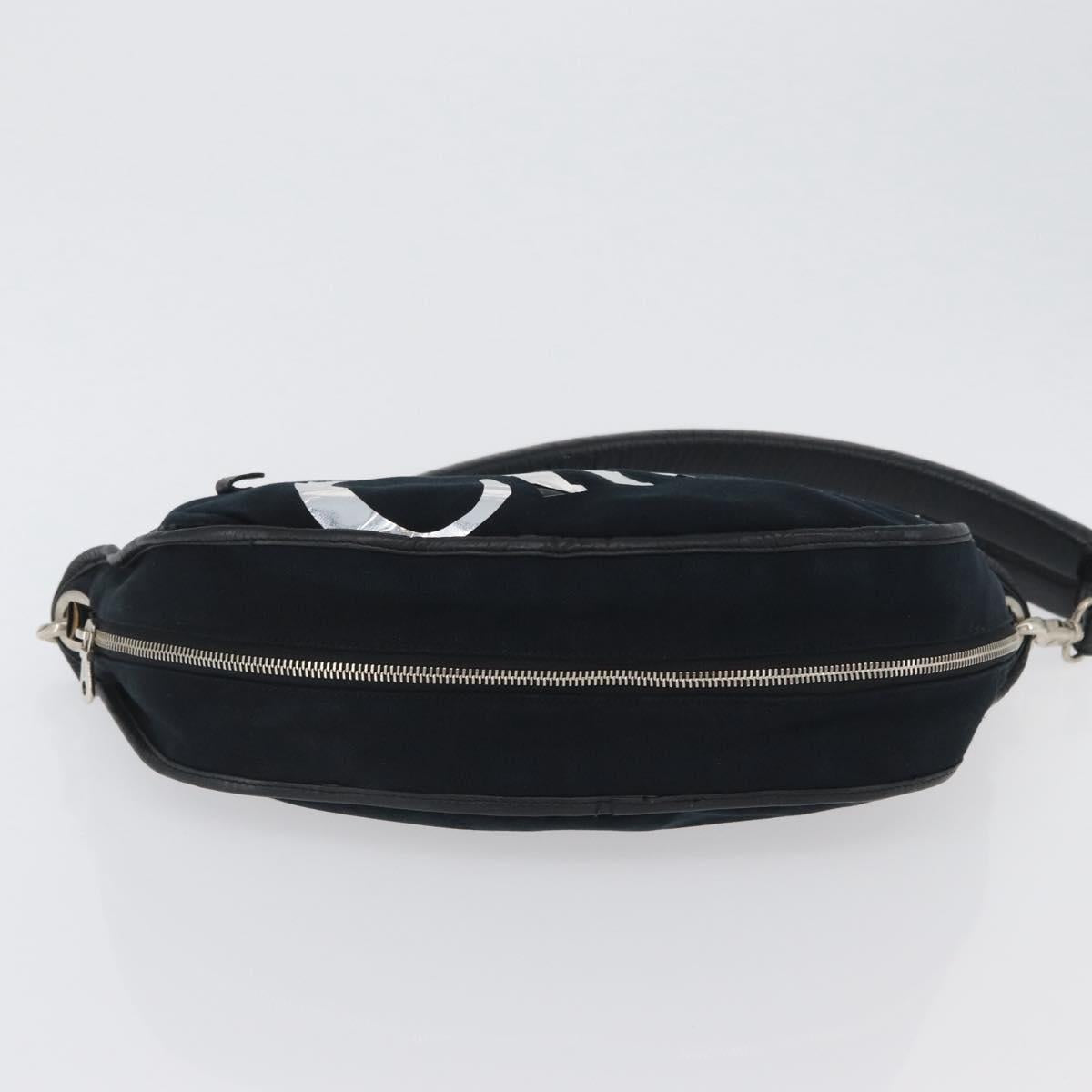 Chloe Shoulder Bag Canvas Black Silver Auth bs33468