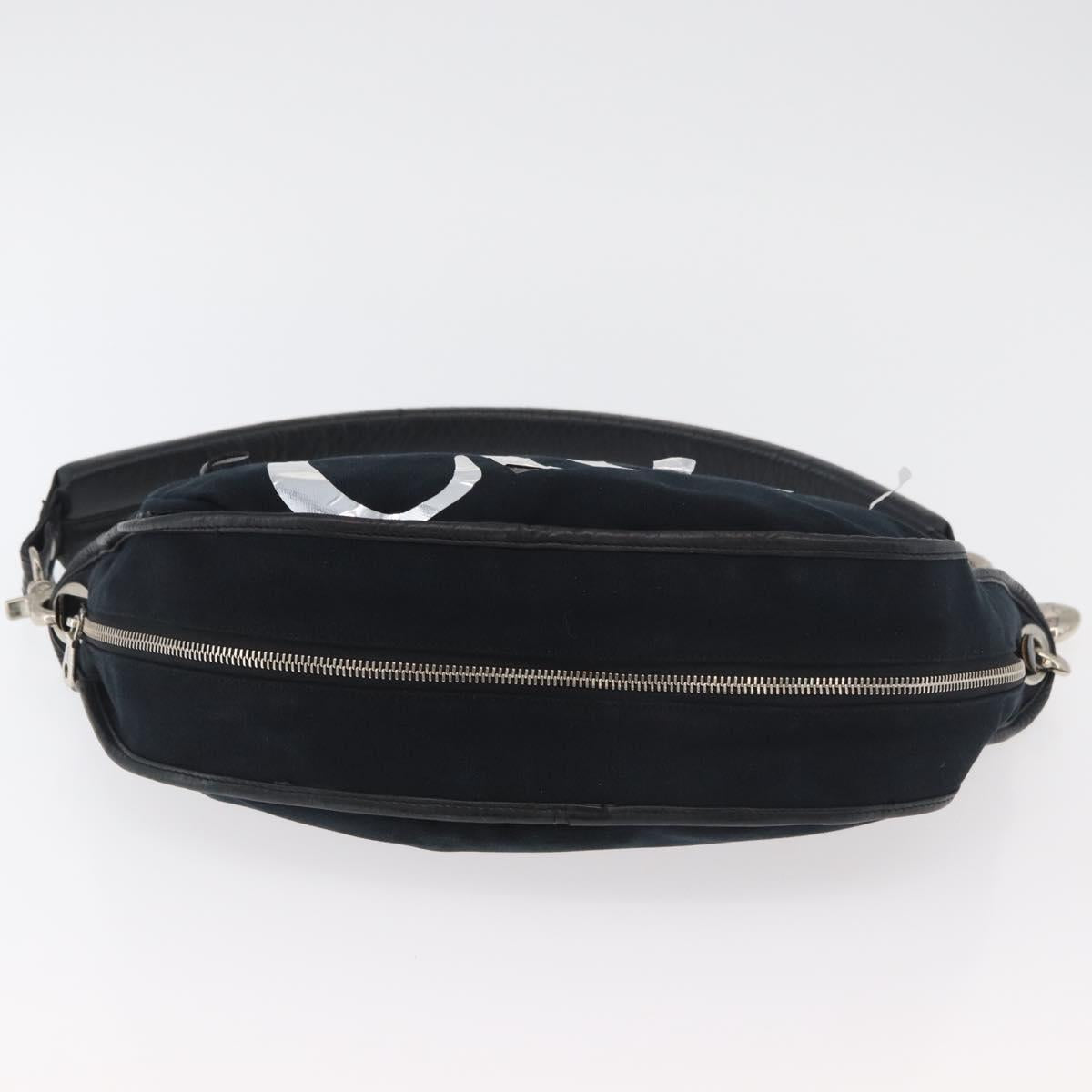Chloe Shoulder Bag Canvas Black Silver Auth bs33468