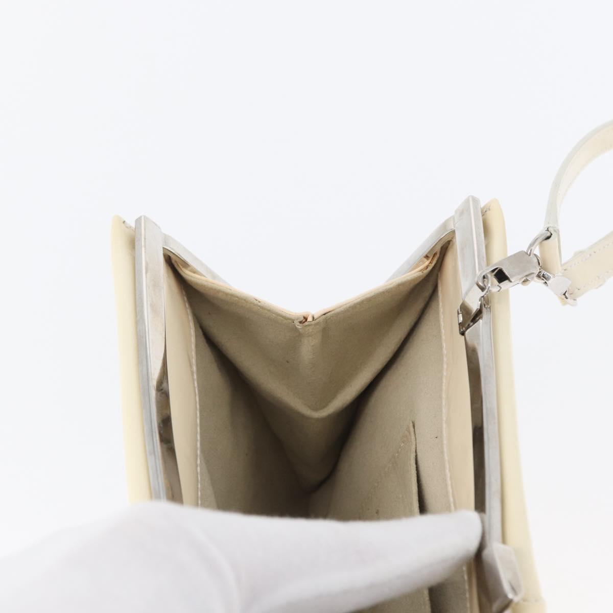 Salvatore Ferragamo Shoulder Bag Patent leather Cream Silver Auth bs33471
