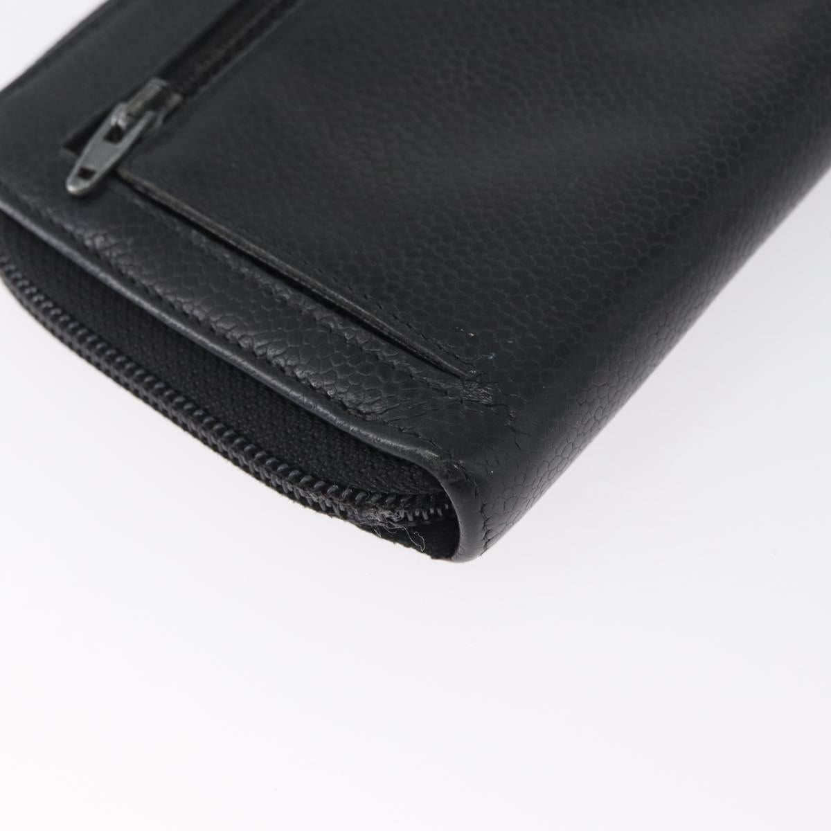 CHANEL Long Wallet Caviar Skin Black CC Auth bs33480