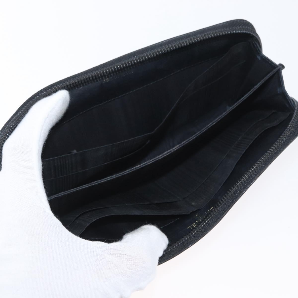 CHANEL Long Wallet Caviar Skin Black CC Auth bs33480