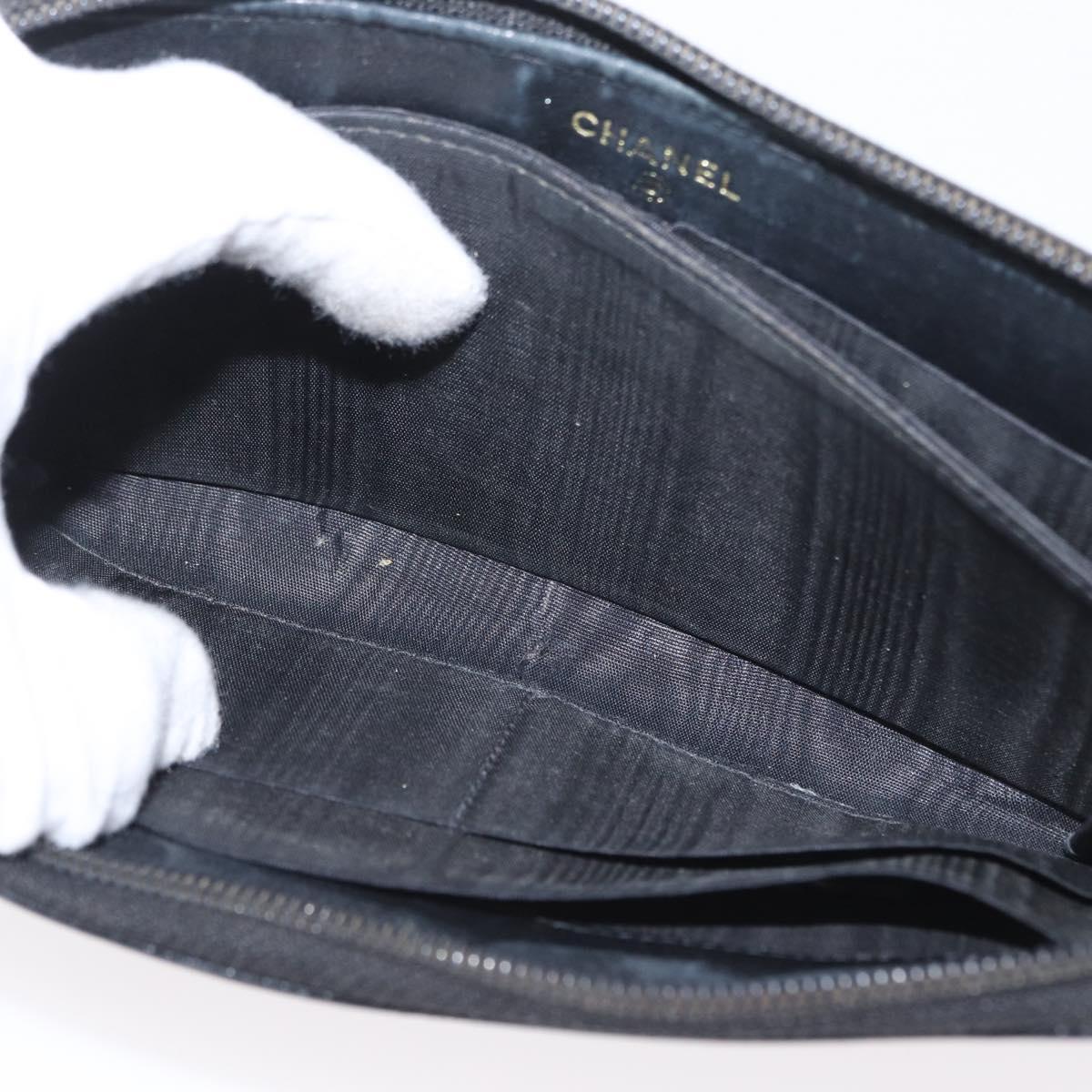 CHANEL Long Wallet Caviar Skin Black CC Auth bs33480