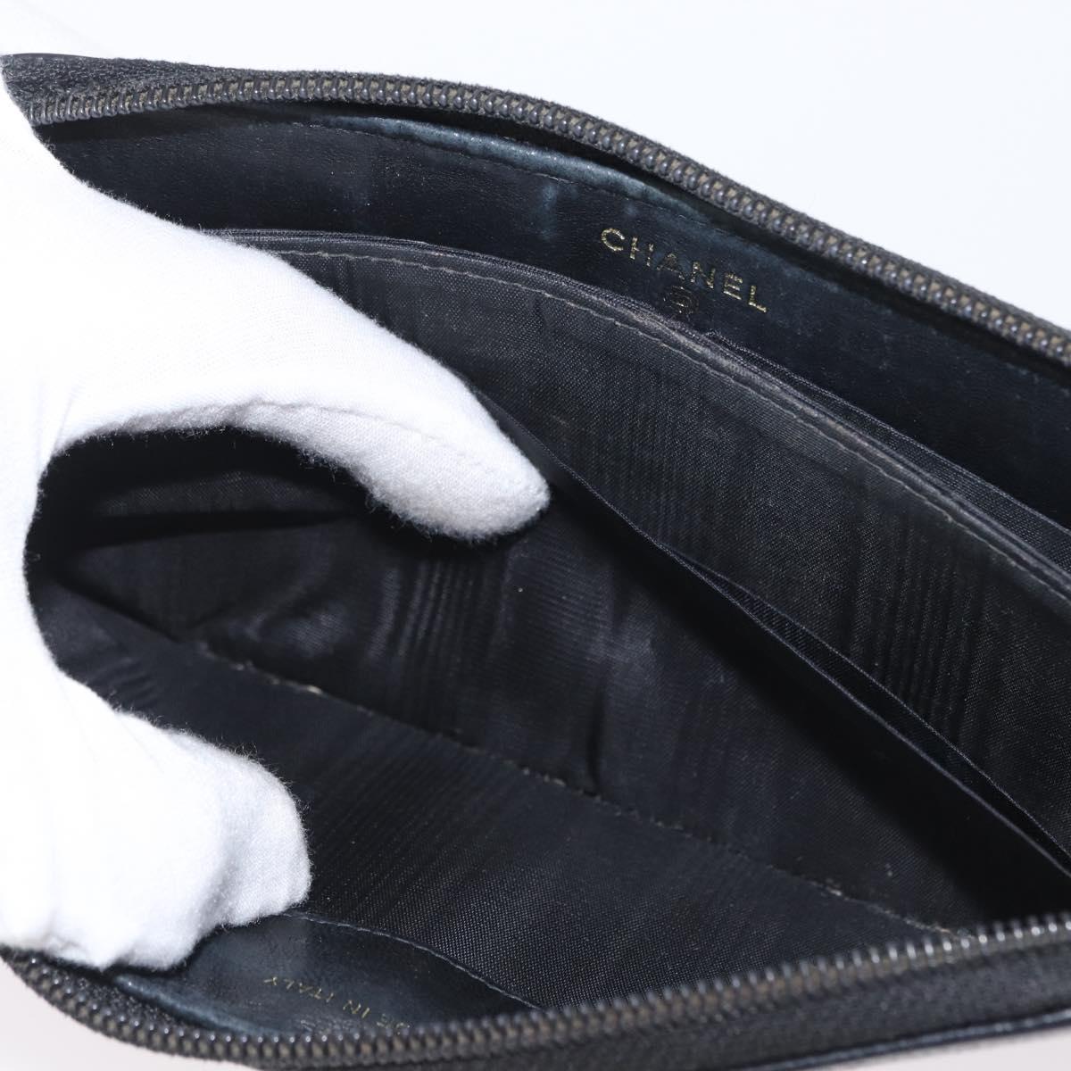 CHANEL Long Wallet Caviar Skin Black CC Auth bs33480